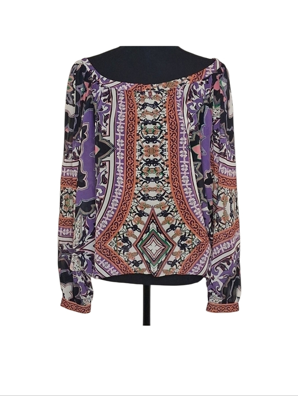 Hale Bob Boho Open Sleeve Print Popover Blouse Women's Sz Lg Maximalist